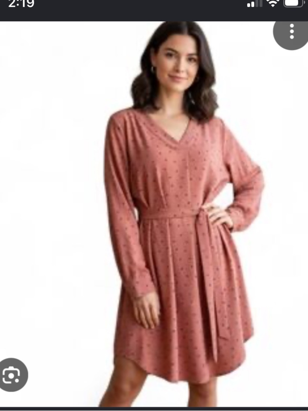 mine Dusty Rose Long-Sleeve V-Neck Belted Dress